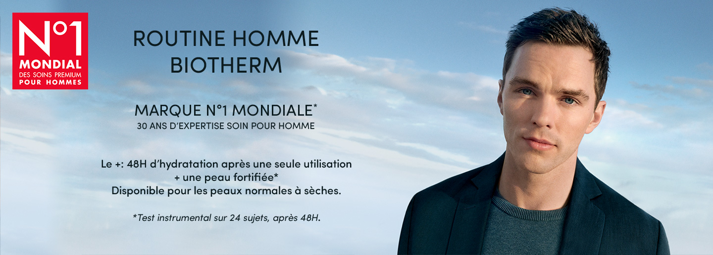 Routine Homme Biotherm : Marque n°1 mondiale* | Le +: 48H d’hydratation après une seule utilisation + une peau fortifiée* Disponible pour les peaux normales à sèches.